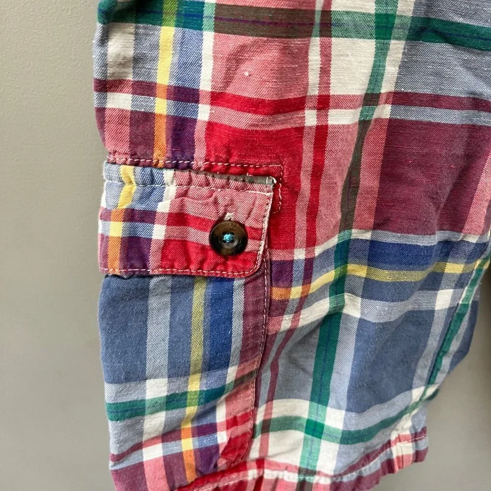 Boden Boys Plaid Cargo Summer Shorts- Size 13Y‎